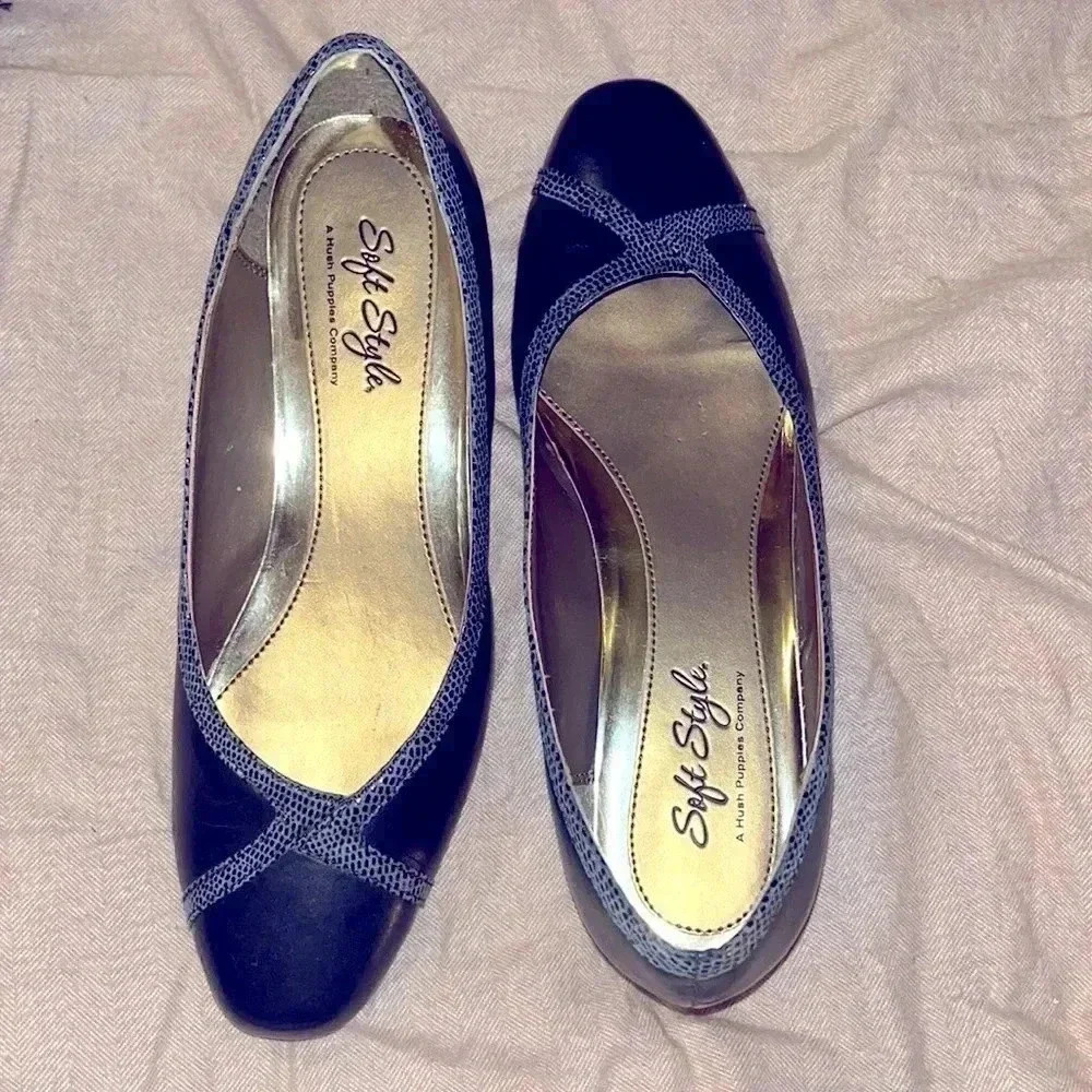 Navy Blue Hush Puppies Soft Style Heels